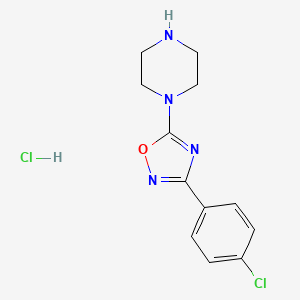 molecular formula C12H14Cl2N4O B1450314 1-[3-(4-Chlorophenyl)-1,2,4-oxadiazol-5-yl]-piperazine hydrochloride CAS No. 954850-14-7