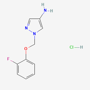 molecular formula C10H11ClFN3O B1450544 1-[(2-Fluorophenoxy)methyl]-1H-pyrazol-4-amine hydrochloride CAS No. 1431963-66-4