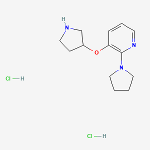 molecular formula C13H21Cl2N3O B1450551 2-(吡咯烷-1-基)-3-(吡咯烷-3-氧基)吡啶二盐酸盐 CAS No. 1803609-68-8