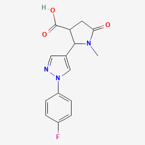 molecular formula C15H14FN3O3 B1450570 2-[1-(4-氟苯基)-1H-吡唑-4-基]-1-甲基-5-氧代吡咯烷-3-羧酸 CAS No. 1803605-63-1