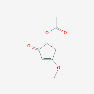 molecular formula C8H10O4 B14505746 2-Cyclopenten-1-one, 5-(acetyloxy)-3-methoxy- CAS No. 62966-17-0