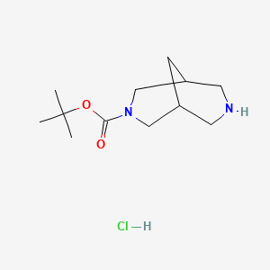 molecular formula C12H23ClN2O2 B1450575 叔丁基 3,7-二氮杂双环[3.3.1]壬烷-3-羧酸盐盐酸盐 CAS No. 1523617-92-6