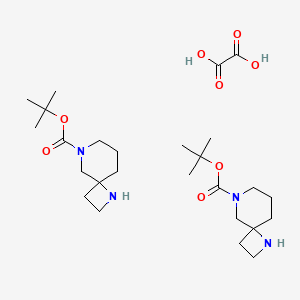 molecular formula C26H46N4O8 B1450610 叔丁基 1,6-二氮杂螺[3.5]壬烷-6-羧酸半草酸酯 CAS No. 1630906-45-4