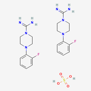 molecular formula C22H32F2N8O4S B1450632 Bis(4-(2-fluorophenyl)piperazine-1-carboximidamide); sulfuric acid CAS No. 59083-59-9