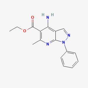 molecular formula C16H16N4O2 B1450658 エチル 4-アミノ-6-メチル-1-フェニル-1H-ピラゾロ[3,4-b]ピリジン-5-カルボン酸エステル CAS No. 162432-61-3