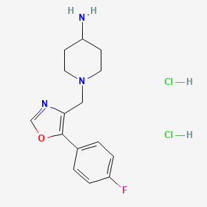 molecular formula C15H20Cl2FN3O B1450711 1-((5-(4-氟苯基)恶唑-4-基)甲基)哌啶-4-胺二盐酸盐 CAS No. 2140305-31-1