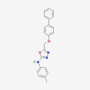 molecular formula C22H19N3O2 B145072 1,3,4-Oxadiazol-2-amine, 5-(((1,1'-biphenyl)-4-yloxy)methyl)-N-(4-methylphenyl)- CAS No. 126006-84-6