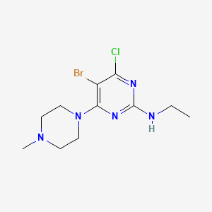 B14507239 5-Bromo-4-chloro-N-ethyl-6-(4-methylpiperazin-1-yl)pyrimidin-2-amine CAS No. 63650-46-4