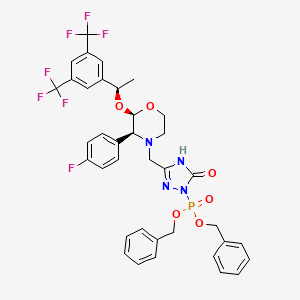 molecular formula C37H34F7N4O6P B1450740 2-双(苯甲氧基)甲酰基-5-[[(2R,3S)-2-[(1R)-1-[3,5-双(三氟甲基)苯基]乙氧基]-3-(4-氟苯基)吗啉-4-基]甲基]-4H-1,2,4-三唑-3-酮 CAS No. 265121-01-5