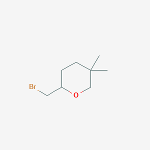 B1450756 2-(Bromomethyl)-5,5-dimethyloxane CAS No. 2060000-68-0