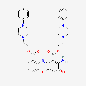 B14507666 Bis[2-(4-phenylpiperazin-1-yl)ethyl] 2-amino-4,6-dimethyl-3-oxo-3H-phenoxazine-1,9-dicarboxylate CAS No. 63879-42-5