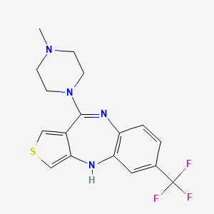 molecular formula C17H17F3N4S B14508005 4H-Thieno(3,4-b)(1,5)benzodiazepine, 10-(4-methyl-1-piperazinyl)-6-trifluoromethyl- CAS No. 63127-20-8