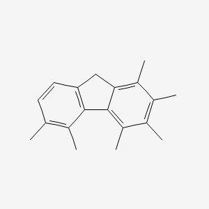 molecular formula C19H22 B14508007 1,2,3,4,5,6-Hexamethyl-9H-fluorene CAS No. 63372-52-1