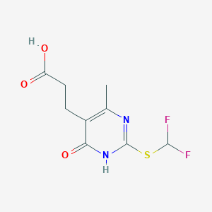 molecular formula C9H10F2N2O3S B1450814 3-{2-[(二氟甲基)硫]-4-甲基-6-氧代-1,6-二氢嘧啶-5-基}丙酸 CAS No. 923130-65-8