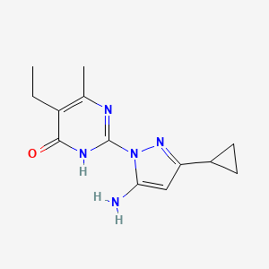 molecular formula C13H17N5O B1450822 2-(5-氨基-3-环丙基-1H-吡唑-1-基)-5-乙基-6-甲基嘧啶-4(3H)-酮 CAS No. 1207047-57-1