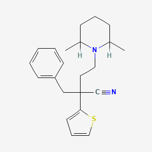 molecular formula C22H28N2S B14508818 2,6-Dimethyl-alpha-(phenylmethyl)-alpha-2-thienyl-1-piperidinebutanenitrile CAS No. 64647-38-7