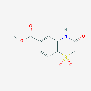 molecular formula C10H9NO5S B1450889 Methyl 3-oxo-3,4-dihydro-2H-benzo[b][1,4]thiazine-6-carboxylate 1,1-dioxide CAS No. 702669-47-4