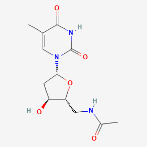 molecular formula C12H17N3O5 B14508917 N-[[(2R,3S,5R)-3-hydroxy-5-(5-methyl-2,4-dioxo-pyrimidin-1-yl)tetrahydrofuran-2-yl]methyl]acetamide CAS No. 63614-47-1