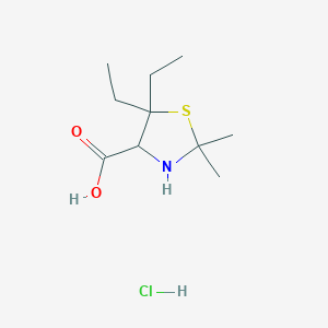 molecular formula C10H20ClNO2S B14508926 5,5-Diethyl-2,2-dimethyl-1,3-thiazolidine-4-carboxylic acid;hydrochloride CAS No. 63035-34-7