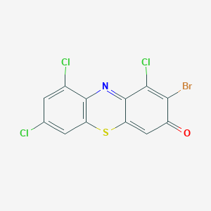 molecular formula C12H3BrCl3NOS B14509035 2-Bromo-1,7,9-trichloro-3H-phenothiazin-3-one CAS No. 62992-83-0