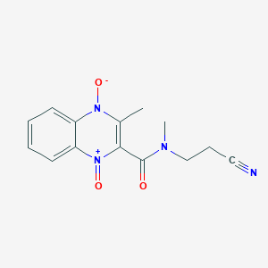 molecular formula C14H14N4O3 B14509063 2-[(2-Cyanoethyl)(methyl)carbamoyl]-3-methyl-1-oxoquinoxalin-1-ium-4(1H)-olate CAS No. 64557-84-2