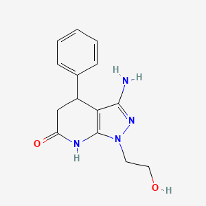 molecular formula C14H16N4O2 B1450909 3-amino-1-(2-hydroxyethyl)-4-phenyl-1,4,5,7-tetrahydro-6H-pyrazolo[3,4-b]pyridin-6-one CAS No. 1395786-34-1