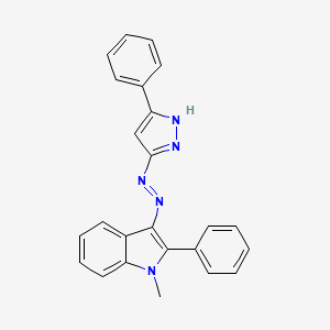 molecular formula C24H19N5 B14509255 1-Methyl-2-phenyl-3-[2-(5-phenyl-3H-pyrazol-3-ylidene)hydrazinyl]-1H-indole CAS No. 62938-77-6