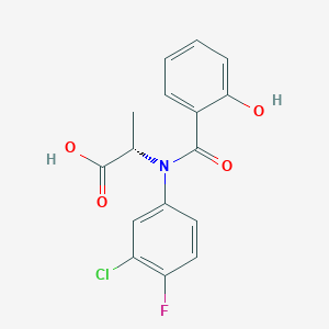 molecular formula C16H13ClFNO4 B14509447 N-(3-Chloro-4-fluorophenyl)-N-(2-hydroxybenzoyl)-L-alanine CAS No. 64141-23-7