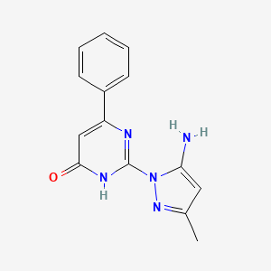 molecular formula C14H13N5O B1450946 2-(5-氨基-3-甲基-1H-吡唑-1-基)-6-苯基嘧啶-4(3H)-酮 CAS No. 1171738-69-4