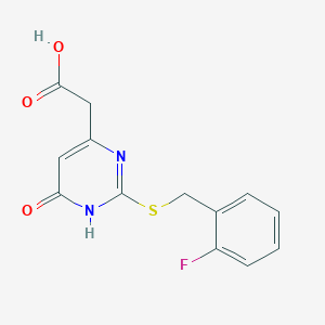 molecular formula C13H11FN2O3S B1450947 (2-[(2-氟苄基)硫代]-6-氧代-1,6-二氢嘧啶-4-基)乙酸 CAS No. 1105191-53-4