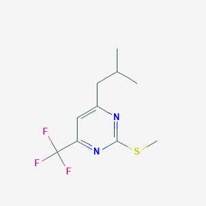 molecular formula C10H13F3N2S B14509508 4-(2-Methylpropyl)-2-(methylsulfanyl)-6-(trifluoromethyl)pyrimidine CAS No. 62772-99-0