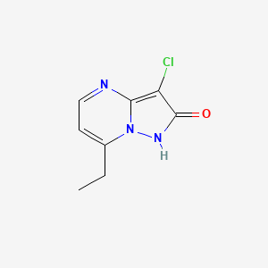 molecular formula C8H8ClN3O B14509577 3-Chloro-7-ethylpyrazolo[1,5-a]pyrimidin-2(1H)-one CAS No. 63094-27-9