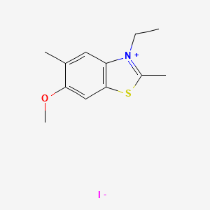 molecular formula C12H16INOS B14509608 Benzothiazolium, 3-ethyl-6-methoxy-2,5-dimethyl-, iodide CAS No. 63816-02-4