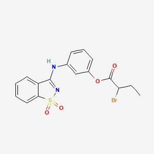 molecular formula C17H15BrN2O4S B1450963 3-[(1,1-二氧化-1,2-苯并噻唑-3-基)氨基]苯基 2-溴丁酸酯 CAS No. 1192805-64-3