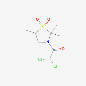 molecular formula C8H13Cl2NO3S B14509654 3-(Dichloroacetyl)-2,2,5-trimethyl-1lambda~6~,3-thiazolidine-1,1-dione CAS No. 62915-50-8