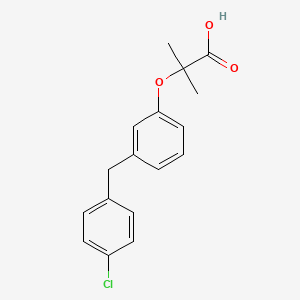 molecular formula C17H17ClO3 B14509814 2-{3-[(4-Chlorophenyl)methyl]phenoxy}-2-methylpropanoic acid CAS No. 62810-32-6