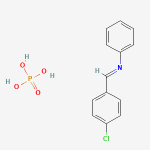 molecular formula C13H13ClNO4P B14509857 1-(4-chlorophenyl)-N-phenylmethanimine;phosphoric acid CAS No. 62729-81-1