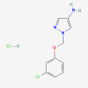 molecular formula C10H11Cl2N3O B1450990 1-[(3-Chlorophenoxy)methyl]-1H-pyrazol-4-amine hydrochloride CAS No. 1185569-59-8