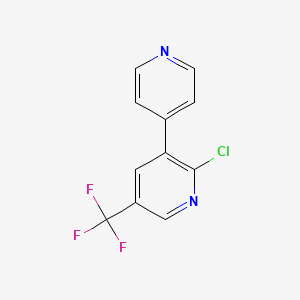 molecular formula C11H6ClF3N2 B1451076 2-氯-3-(吡啶-4-基)-5-(三氟甲基)吡啶 CAS No. 1214366-98-9