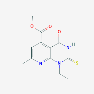 molecular formula C12H13N3O3S B1451079 Methyl 1-Ethyl-2-mercapto-7-methyl-4-oxo-1,4-dihydropyrido[2,3-d]pyrimidine-5-carboxylate CAS No. 933885-44-0