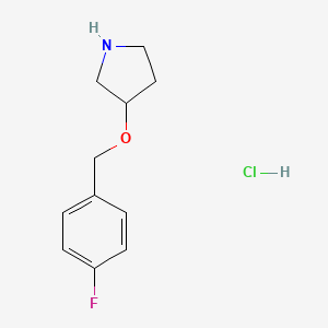 molecular formula C11H15ClFNO B1451112 3-[(4-Fluorobenzyl)oxy]pyrrolidine hydrochloride CAS No. 1185303-42-7