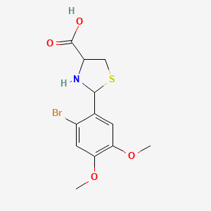 molecular formula C12H14BrNO4S B1451116 2-(2-Bromo-4,5-dimethoxyphenyl)-1,3-thiazolidine-4-carboxylic acid CAS No. 1101223-13-5