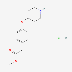 molecular formula C14H20ClNO3 B1451120 Methyl 2-[4-(4-piperidinyloxy)phenyl]acetate hydrochloride CAS No. 811813-40-8