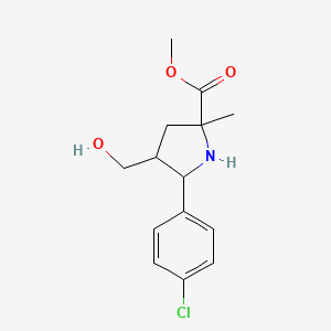 molecular formula C14H18ClNO3 B1451121 Methyl 5-(4-chlorophenyl)-4-(hydroxymethyl)-2-methylpyrrolidine-2-carboxylate CAS No. 1217733-33-9