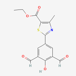 molecular formula C15H13NO5S B1451164 Ethyl 2-(3,5-diformyl-4-hydroxyphenyl)-4-methylthiazole-5-carboxylate CAS No. 2073891-59-3