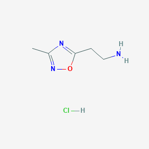 molecular formula C5H10ClN3O B1451240 [2-(3-Methyl-1,2,4-oxadiazol-5-yl)ethyl]amine hydrochloride CAS No. 1185295-39-9
