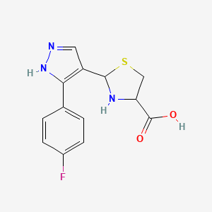 molecular formula C13H12FN3O2S B1451241 2-[3-(4-Fluorophenyl)-1H-pyrazol-4-YL]-1,3-thiazolidine-4-carboxylic acid CAS No. 1103827-00-4