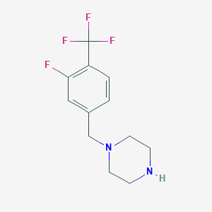 molecular formula C12H14F4N2 B1451267 1-{[3-氟-4-(三氟甲基)苯基]甲基}哌嗪 CAS No. 2228845-19-8