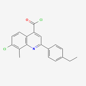 molecular formula C19H15Cl2NO B1451307 7-氯-2-(4-乙基苯基)-8-甲基喹啉-4-羰基氯 CAS No. 1160256-04-1