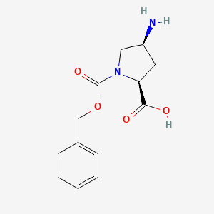 molecular formula C13H16N2O4 B1451356 (2S,4S)-4-Amino-1-((benzyloxy)carbonyl)pyrrolidine-2-carboxylic acid CAS No. 281666-43-1